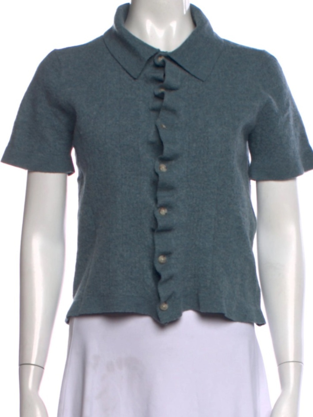 Christian Lacroix Shirt Blouse Button Up 100% Extra Fine Merino Wool Size Large